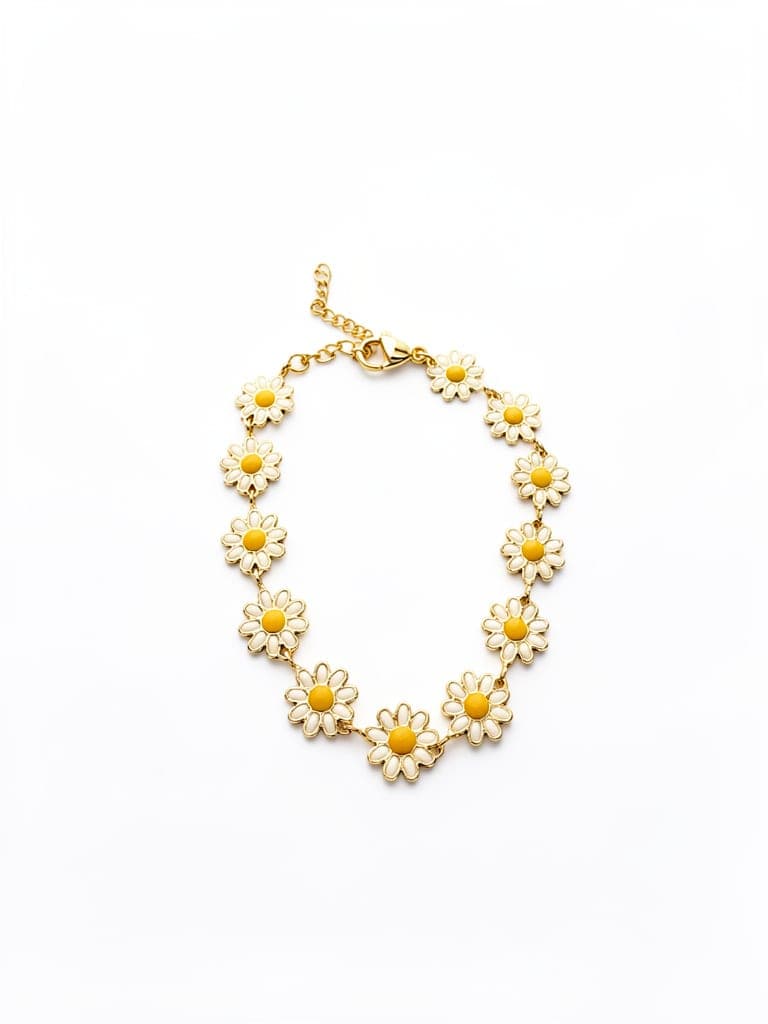 PULSERA FLOR AMARILLA RODIO
