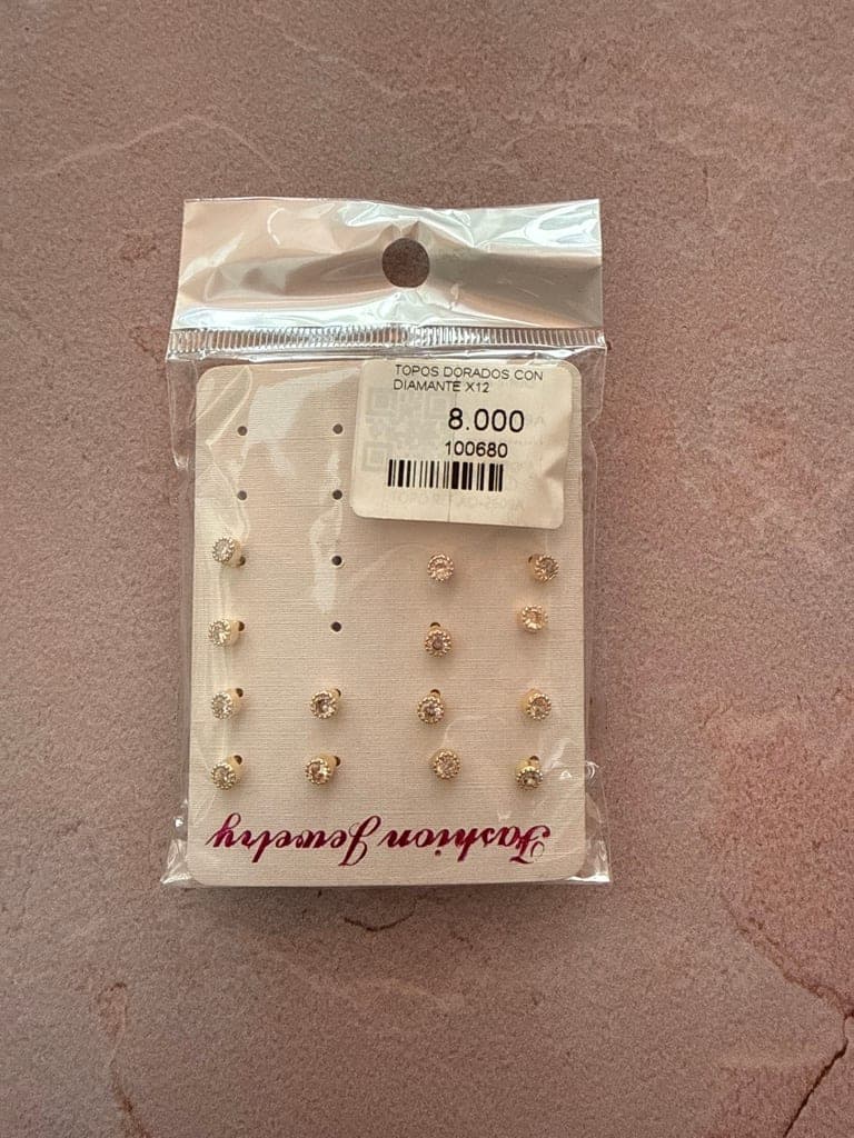TOPOS DORADOS CON DIAMANTE X12